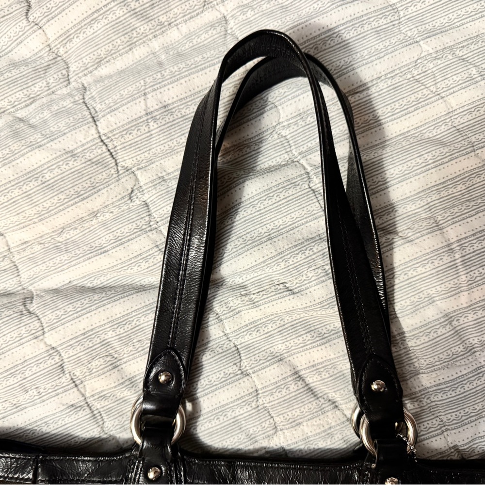 Coach signature Black and Brown Circle Patchwork Shoulder Bag - Picture 2 of 6